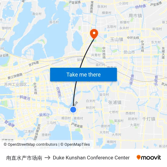 South Luizhi Aquatic Market to Duke Kunshan Conference Center map