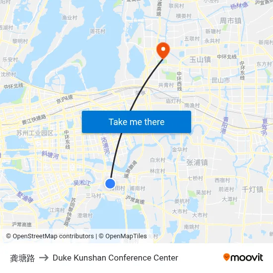 Gongtang Road to Duke Kunshan Conference Center map