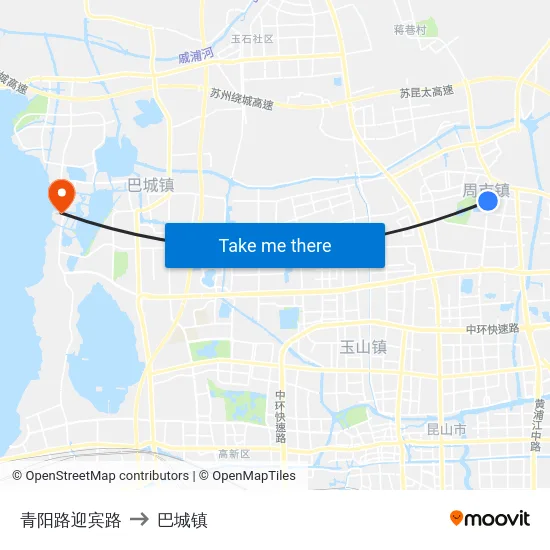 青阳路迎宾路 to 巴城镇 map