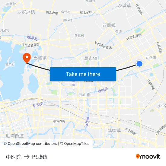 中医院 to 巴城镇 map