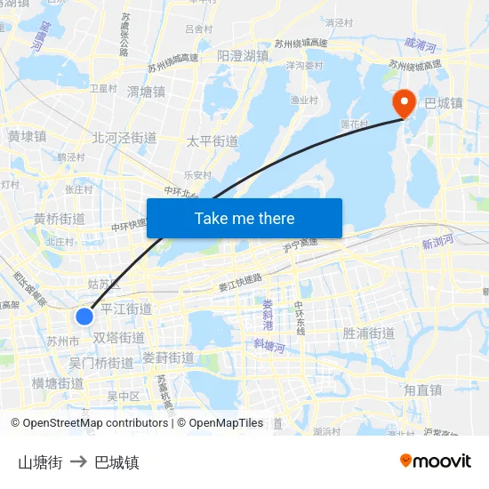 山塘街 to 巴城镇 map