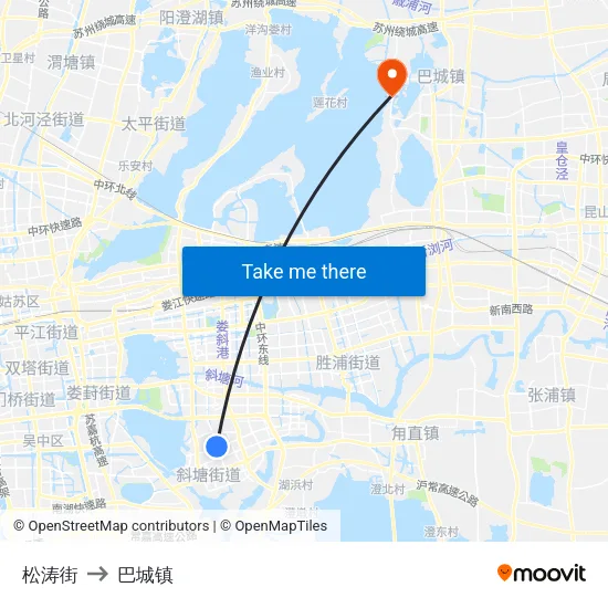 松涛街 to 巴城镇 map