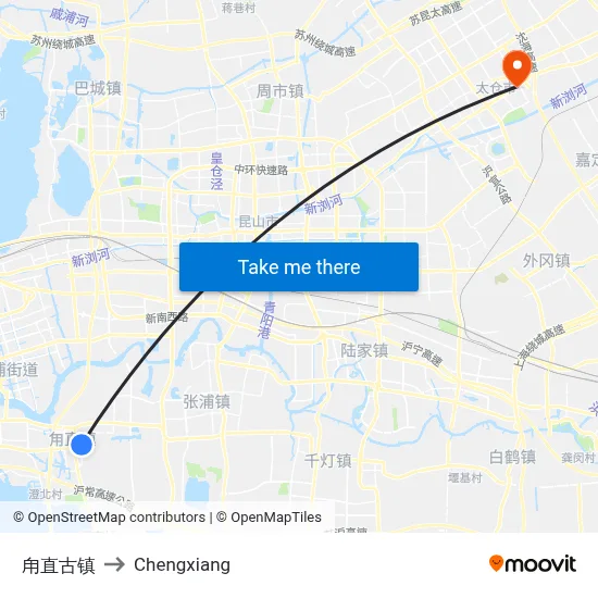 Luzhi Ancient Town to Chengxiang map