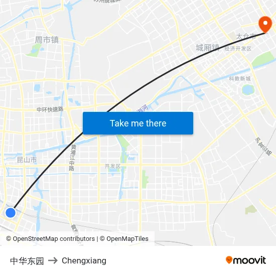 Zhonghua East Garden to Chengxiang map
