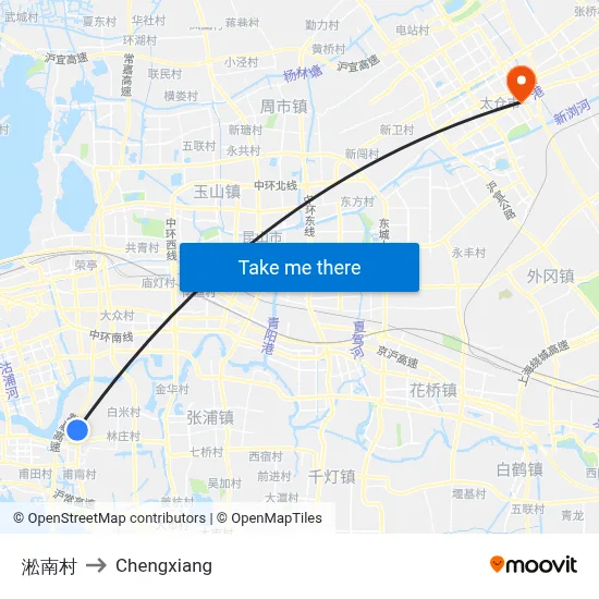Songnan Village to Chengxiang map