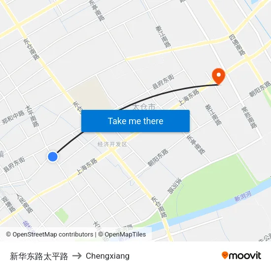 新华东路太平路 to Chengxiang map