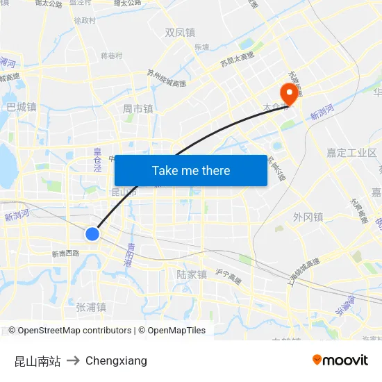 昆山南站 to Chengxiang map
