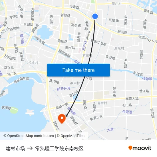 建材市场 to 常熟理工学院东南校区 map