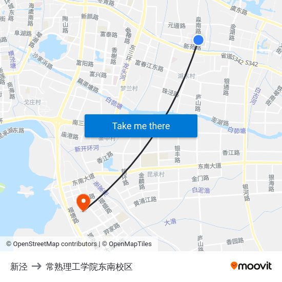 新泾 to 常熟理工学院东南校区 map