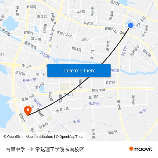 古里中学 to 常熟理工学院东南校区 map