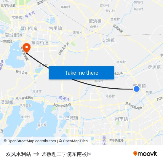 双凤水利站 to 常熟理工学院东南校区 map