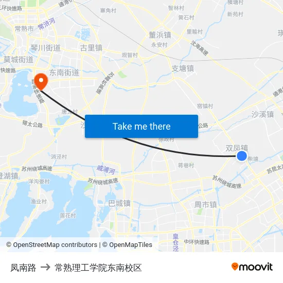 凤南路 to 常熟理工学院东南校区 map