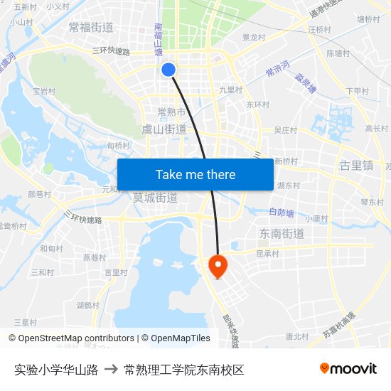 实验小学华山路 to 常熟理工学院东南校区 map