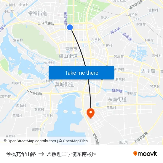 琴枫苑华山路 to 常熟理工学院东南校区 map