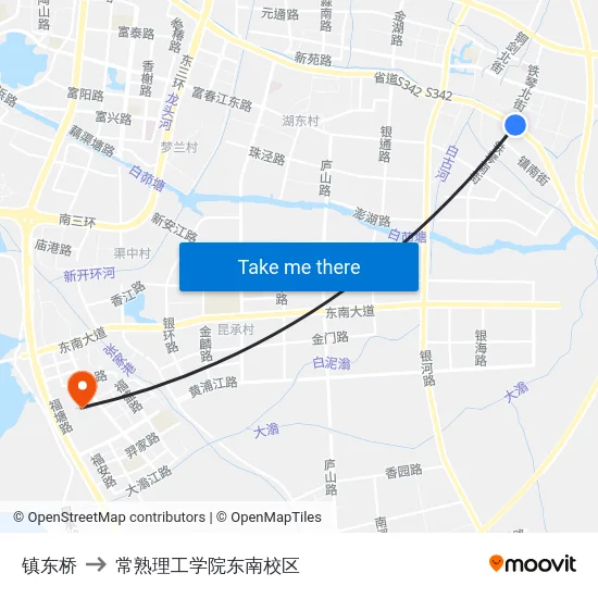 镇东桥 to 常熟理工学院东南校区 map