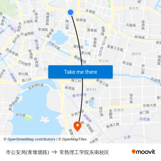 市公安局(青墩塘路) to 常熟理工学院东南校区 map