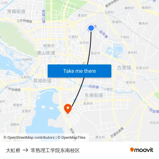 大虹桥 to 常熟理工学院东南校区 map