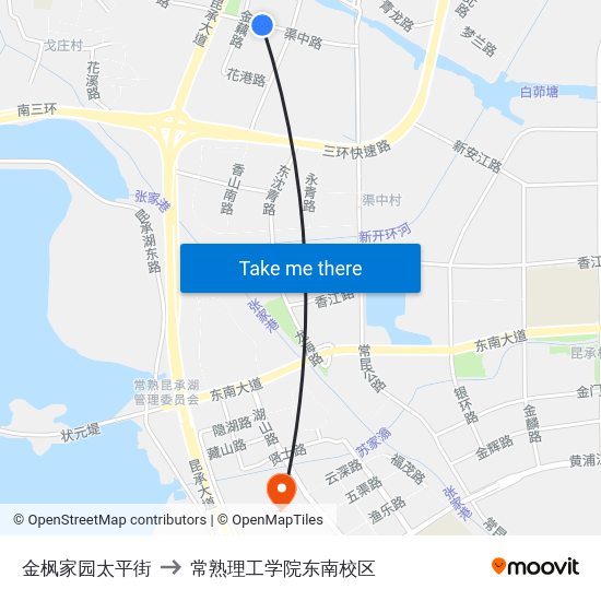 金枫家园太平街 to 常熟理工学院东南校区 map