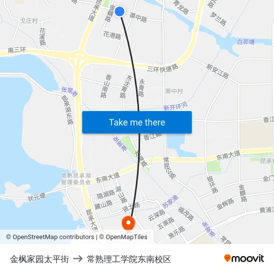 金枫家园太平街 to 常熟理工学院东南校区 map
