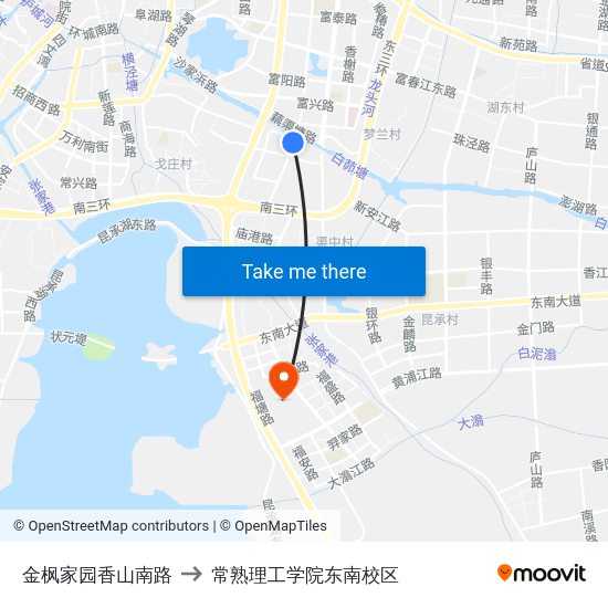 金枫家园香山南路 to 常熟理工学院东南校区 map