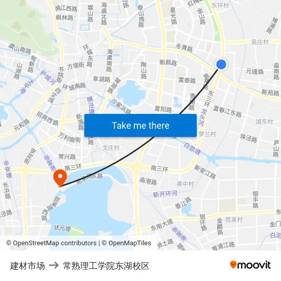 建材市场 to 常熟理工学院东湖校区 map
