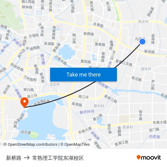新桥路 to 常熟理工学院东湖校区 map