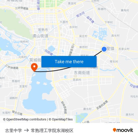 古里中学 to 常熟理工学院东湖校区 map