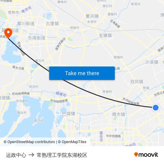 运政中心 to 常熟理工学院东湖校区 map