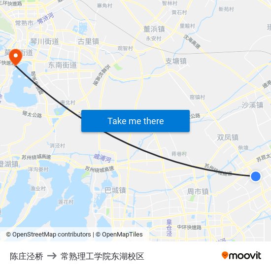 陈庄泾桥 to 常熟理工学院东湖校区 map