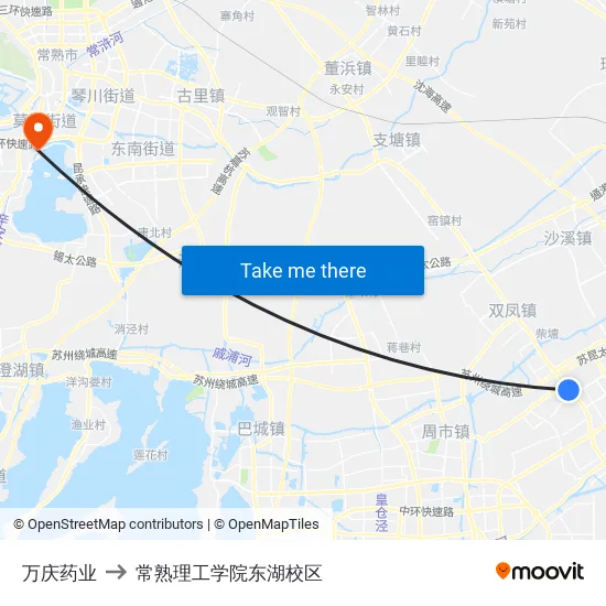 万庆药业 to 常熟理工学院东湖校区 map