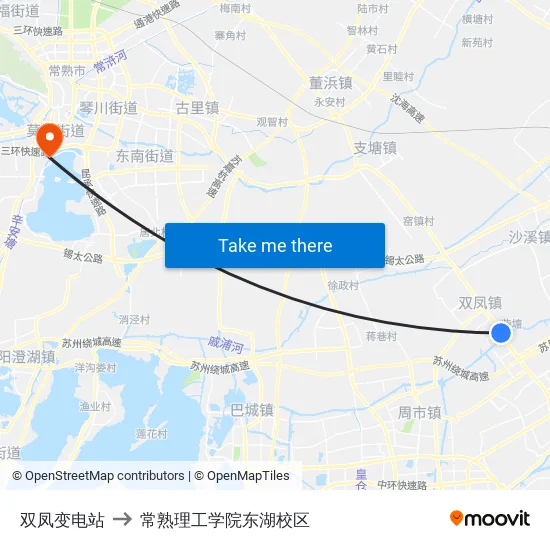 双凤变电站 to 常熟理工学院东湖校区 map