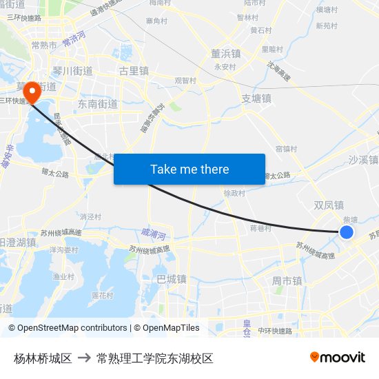 杨林桥城区 to 常熟理工学院东湖校区 map