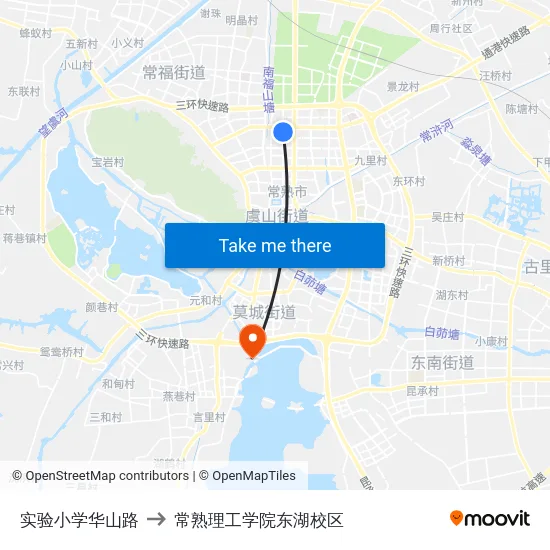 实验小学华山路 to 常熟理工学院东湖校区 map