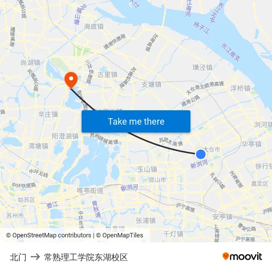 北门 to 常熟理工学院东湖校区 map