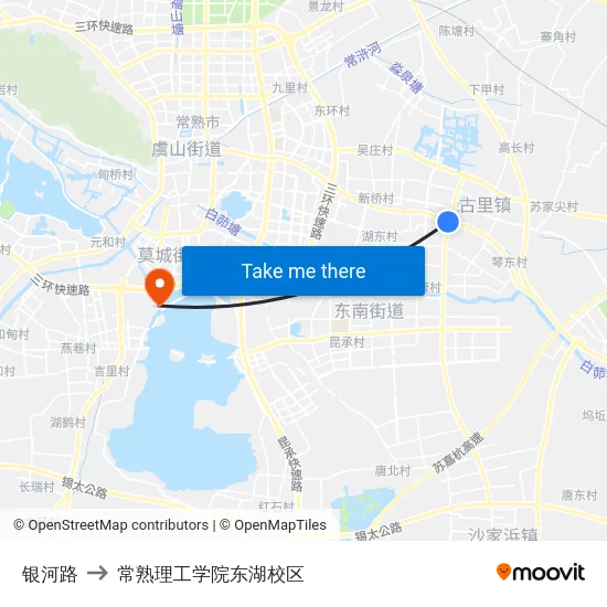 银河路 to 常熟理工学院东湖校区 map
