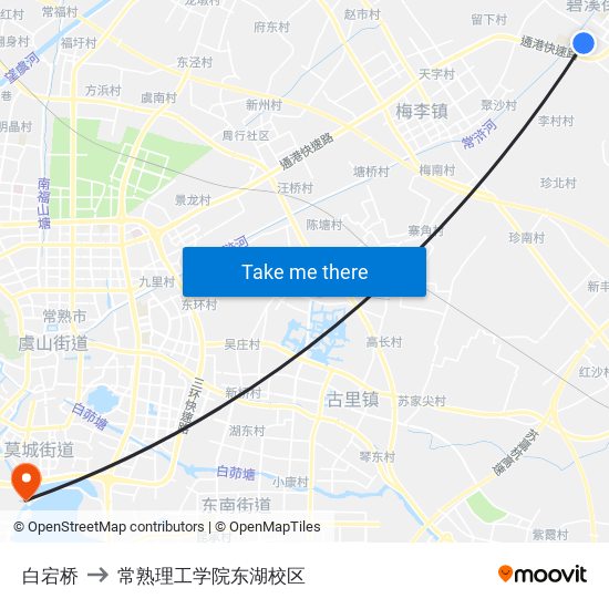 白宕桥 to 常熟理工学院东湖校区 map