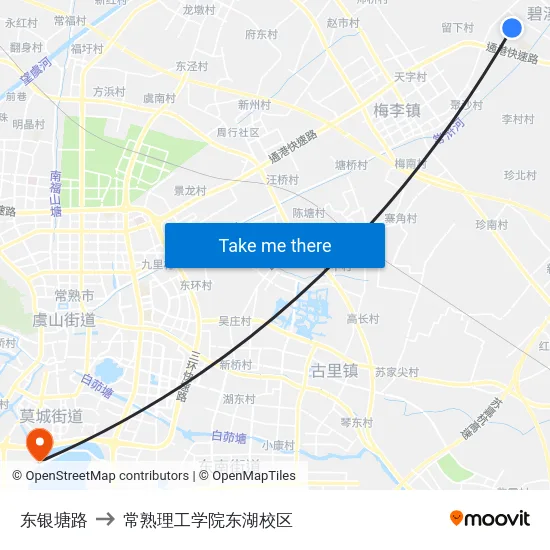 东银塘路 to 常熟理工学院东湖校区 map