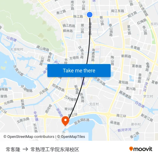 常客隆 to 常熟理工学院东湖校区 map