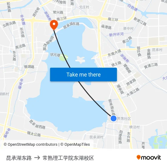 昆承湖东路 to 常熟理工学院东湖校区 map