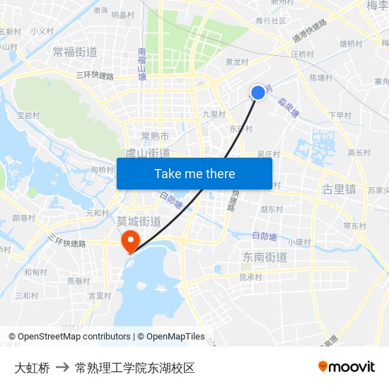 大虹桥 to 常熟理工学院东湖校区 map