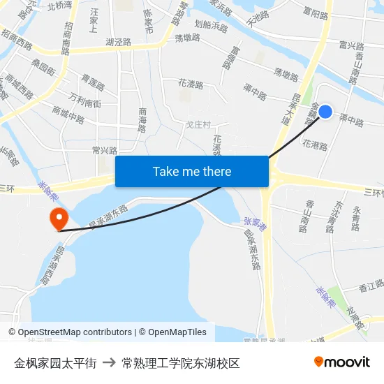 金枫家园太平街 to 常熟理工学院东湖校区 map