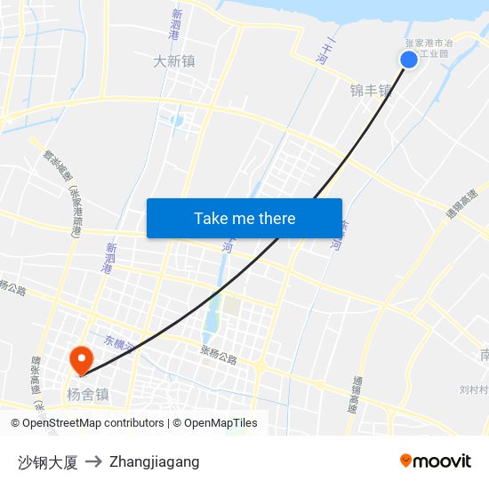 沙钢大厦 to Zhangjiagang map