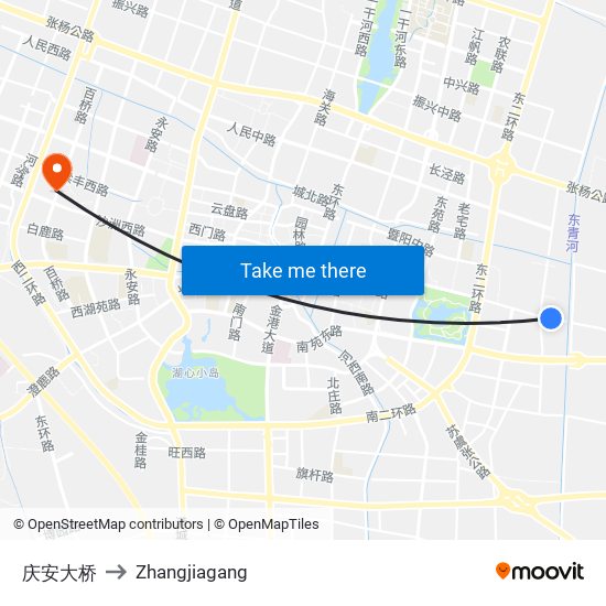 庆安大桥 to Zhangjiagang map