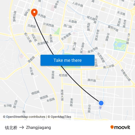 镇北桥 to Zhangjiagang map