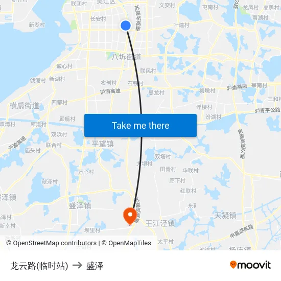 龙云路(临时站) to 盛泽 map