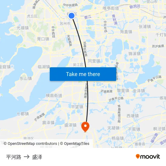 平河路 to 盛泽 map