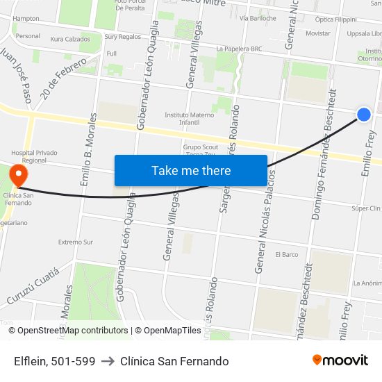 Elflein, 501-599 to Clínica San Fernando map