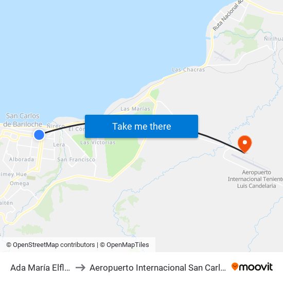 Ada María Elflein, 785 to Aeropuerto Internacional San Carlos de Bariloche map