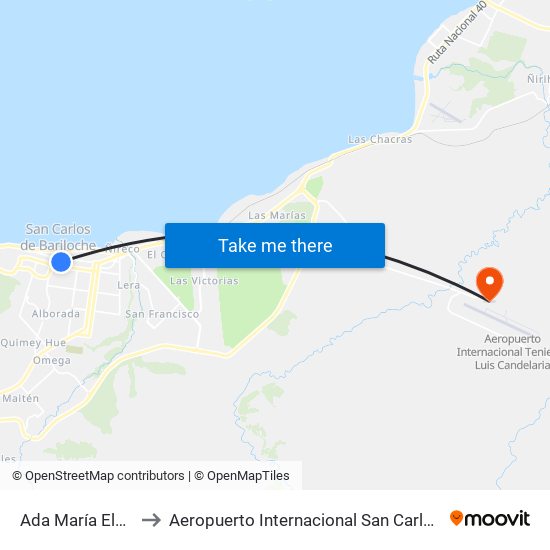 Ada María Elflein, 90 to Aeropuerto Internacional San Carlos de Bariloche map