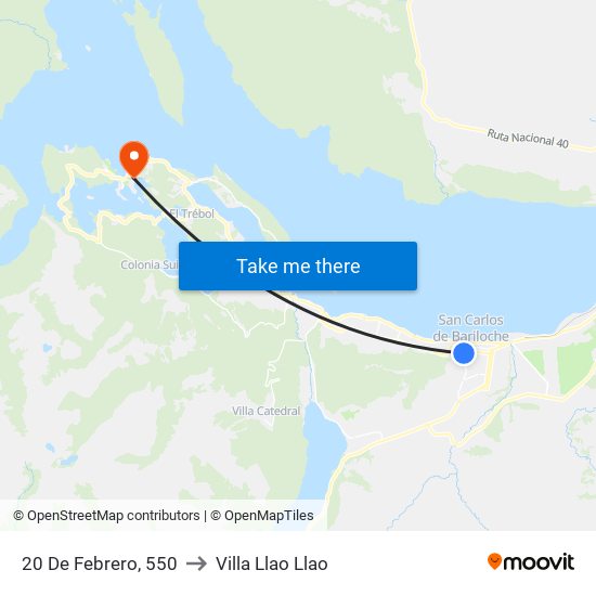 20 De Febrero, 550 to Villa Llao Llao map